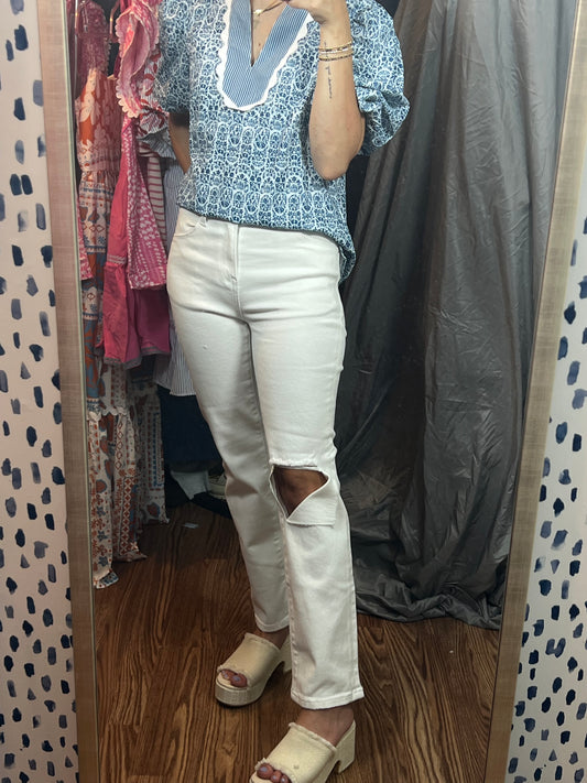 White peekaboo jeans